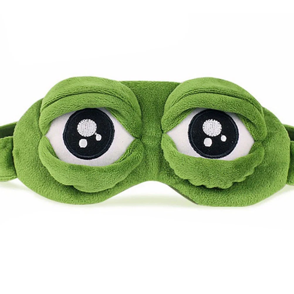 3D Sad Frog Sleep Mask for Travel, Soft Natural Eye Patch Men Women, Lightweight Portable Blindfold Blackout Comfortable