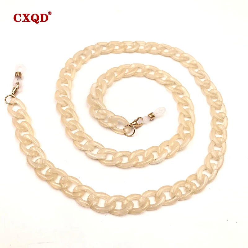 Fashion Women's Wide Acrylic Anti-Slip Eyewear Holder Neck Strap Glasses Chains Jewelry Necklace Accessory CXQD
