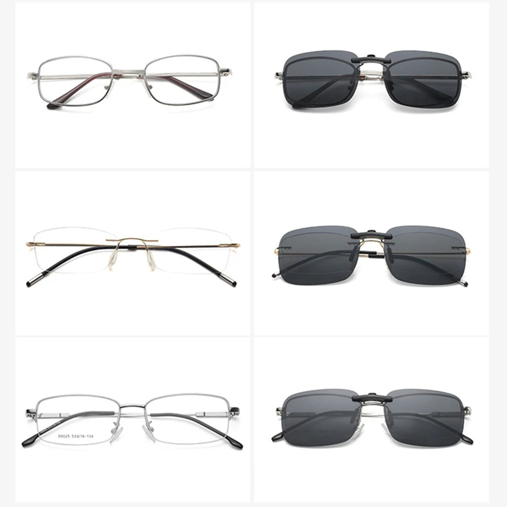 Polarized Rimless Clip On Sunglasses - Glasses Narrow Clip-on Lenses Women Anti-glare Sunglasses UV400 Goggles New In