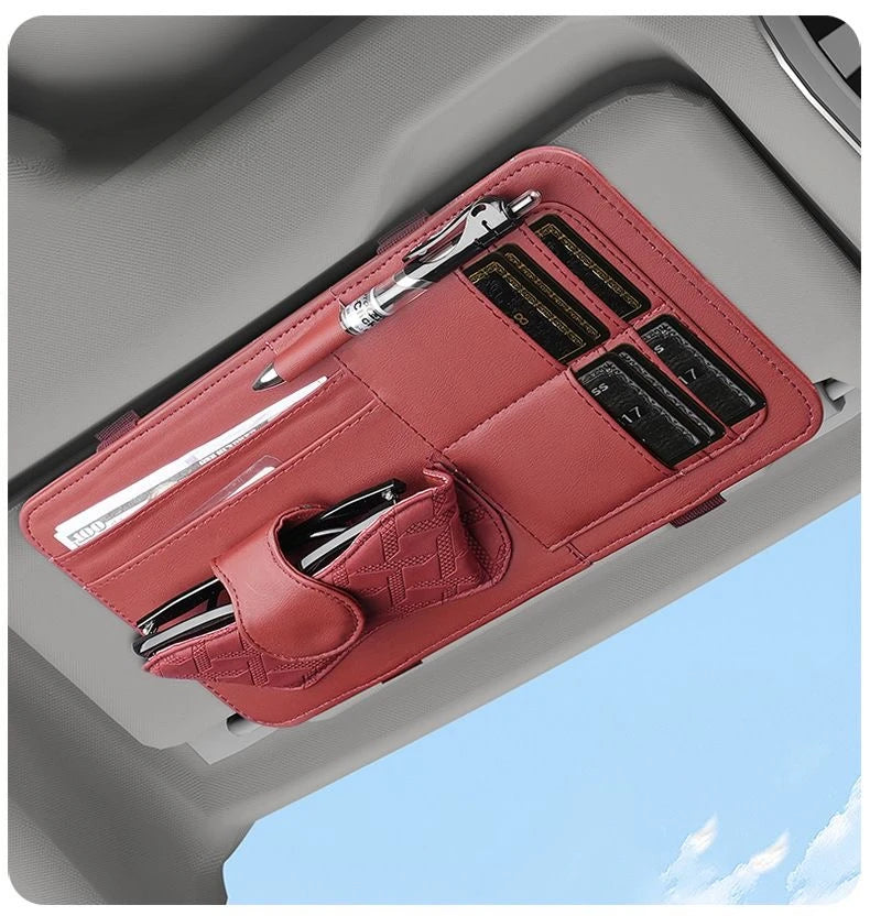 Car Sunshade Multi-Storage for Sunglasses, Car Glasses, Cards and General Organizer