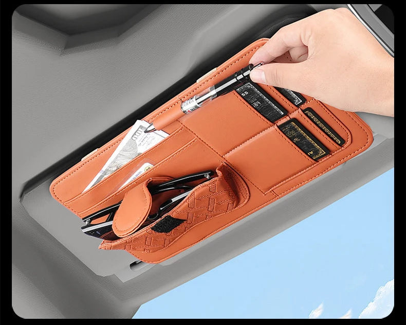 Car Sunshade Multi-Storage for Sunglasses, Car Glasses, Cards and General Organizer