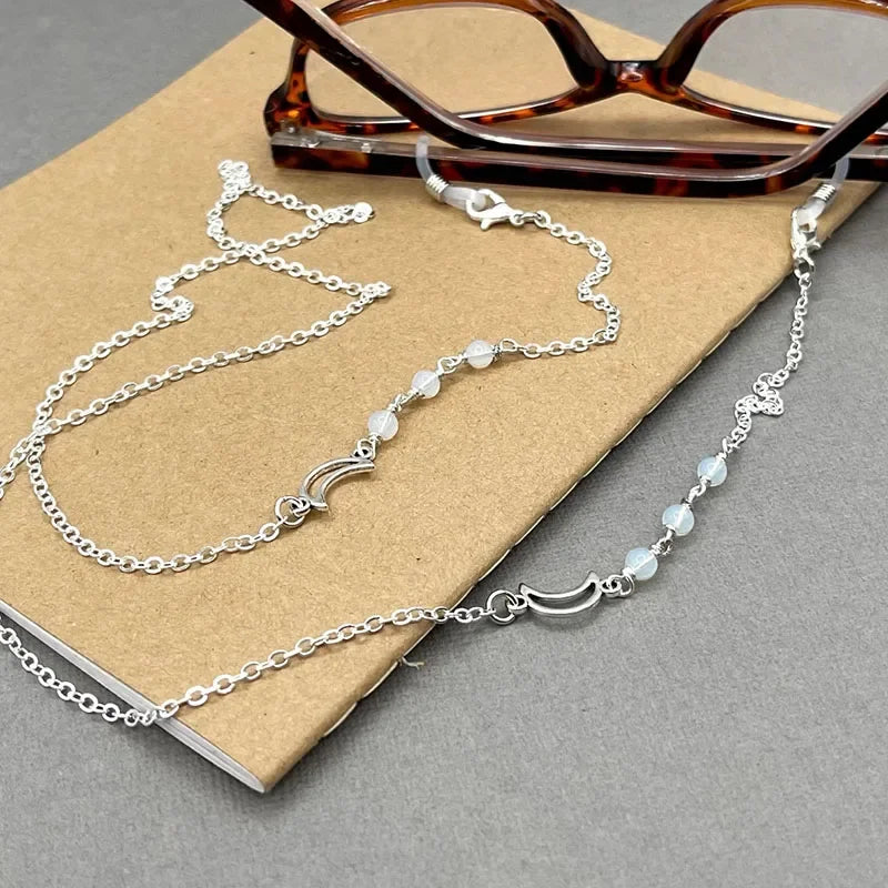 Glasses Chains Witchy Gothic Glasses Chain with Black Moon Stainless Steel Sunglasses Chain