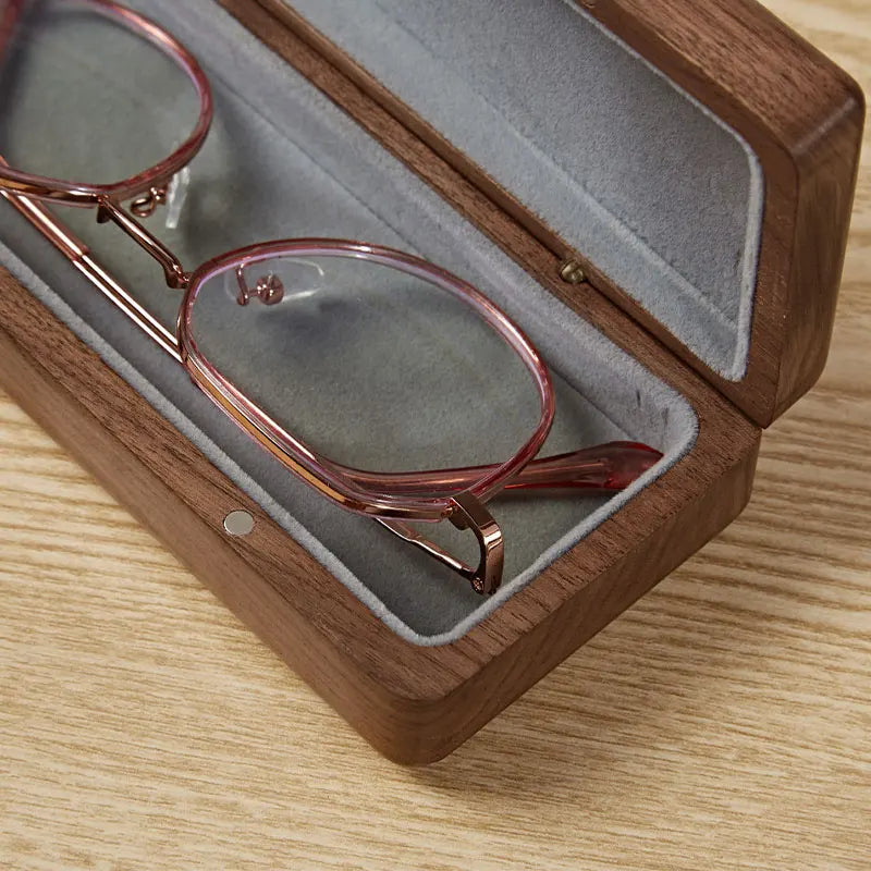 Wooden Sun Glasses Box/Eyewear Case - Accessories Portable High Quality Storage Glasses Holder Wood Eye Glass Cover Organizer