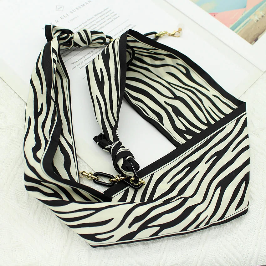 Bohemi Acrylic Glasses Chain Ribbon Mask Lanyard Printing Silk Scarf Casual Eyeglass Chain Neck Glasses Accessories