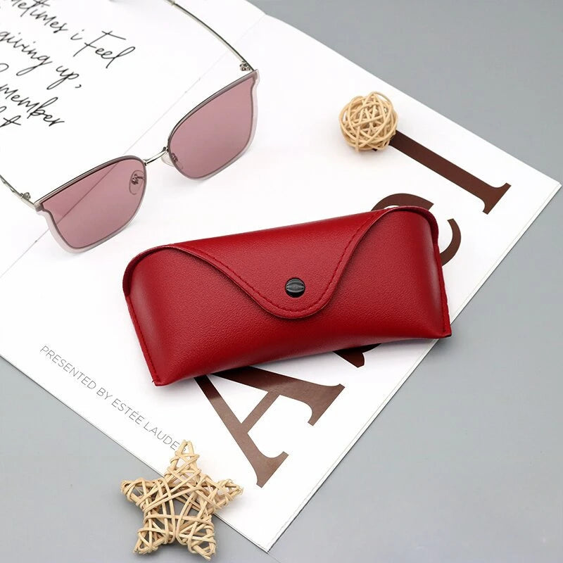Leather Glasses Box Solid Color - High-end Leather Sunglasses Glasses Pressure Resistant Sunglasses Boxs Glasses Bags