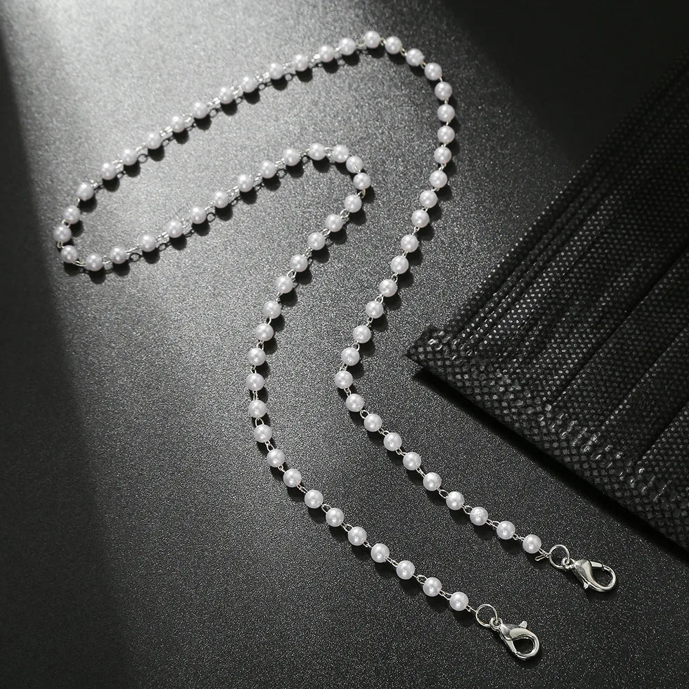 Pearl Style Glasses Chain - Pearl Flower Glasses Hanging Rope Anti-Lost Eyewear Mask Lanyard Women Sunglasses Glasses Chain
