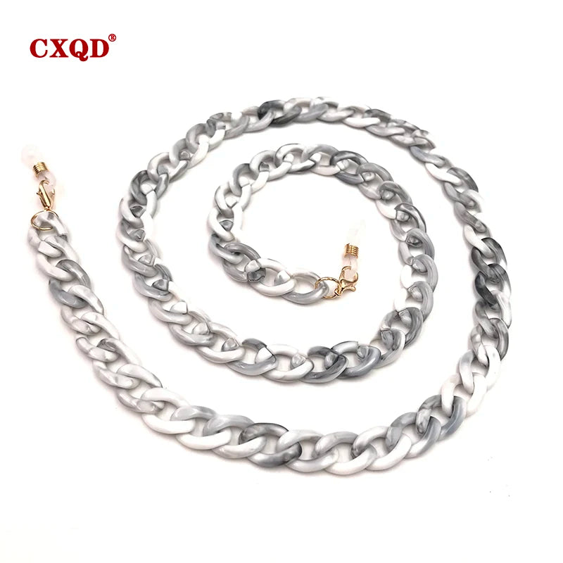 Fashion Women's Wide Acrylic Anti-Slip Eyewear Holder Neck Strap Glasses Chains Jewelry Necklace Accessory CXQD