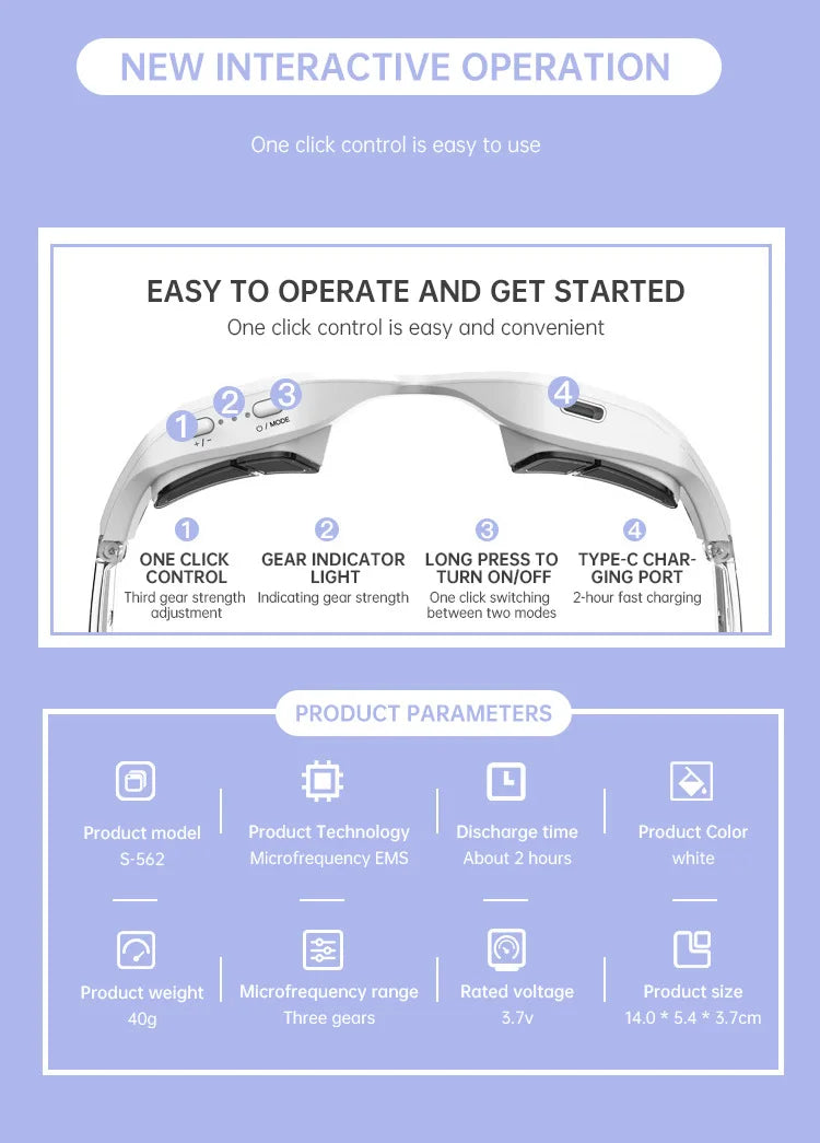 Undereye EMS Redlight - Eye Massage Instrument Beauty Device Dark Circles Anti-eye Wrinkles Essence Introducer Eye Beauty Device