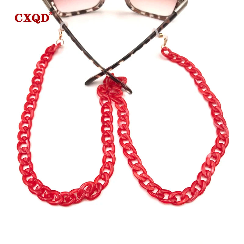 Fashion Women's Wide Acrylic Anti-Slip Eyewear Holder Neck Strap Glasses Chains Jewelry Necklace Accessory CXQD