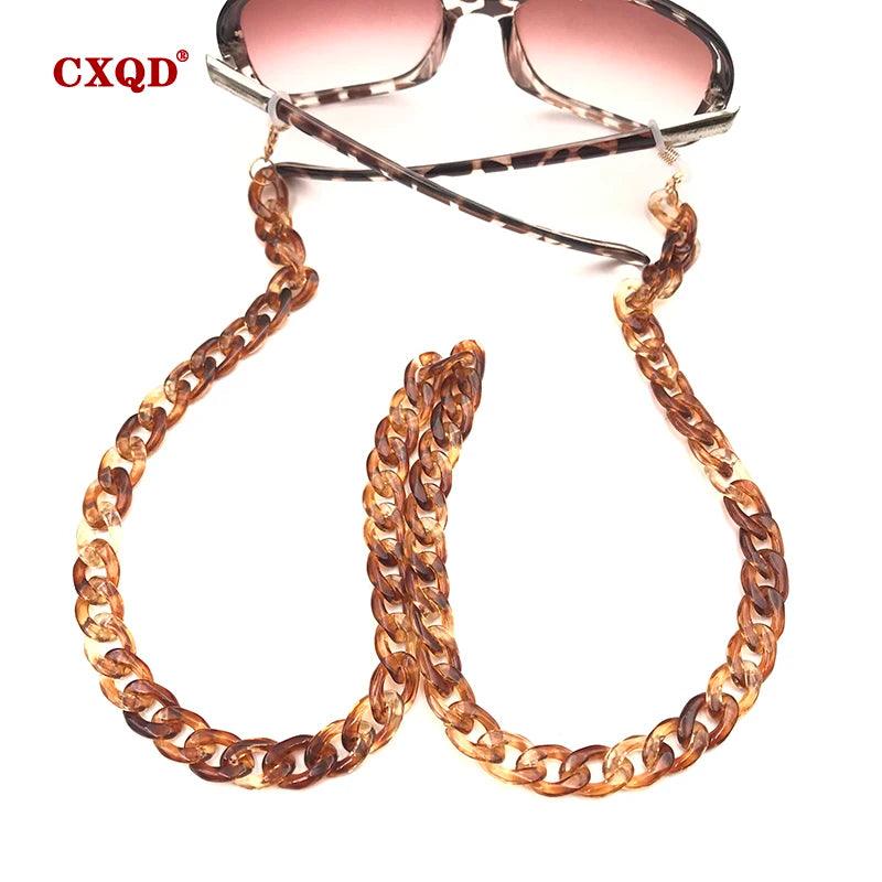 Fashion Women's Wide Acrylic Anti-Slip Eyewear Holder Neck Strap Glasses Chains Jewelry Necklace Accessory CXQD