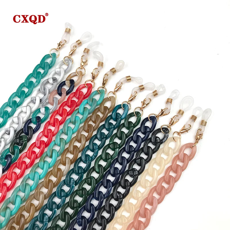 Fashion Women's Wide Acrylic Anti-Slip Eyewear Holder Neck Strap Glasses Chains Jewelry Necklace Accessory CXQD