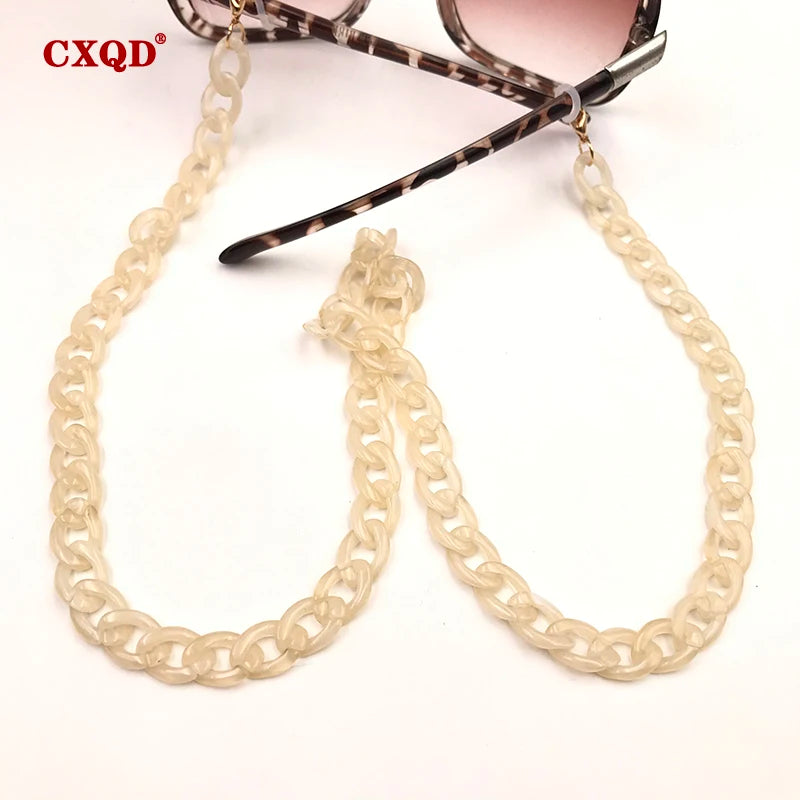 Fashion Women's Wide Acrylic Anti-Slip Eyewear Holder Neck Strap Glasses Chains Jewelry Necklace Accessory CXQD