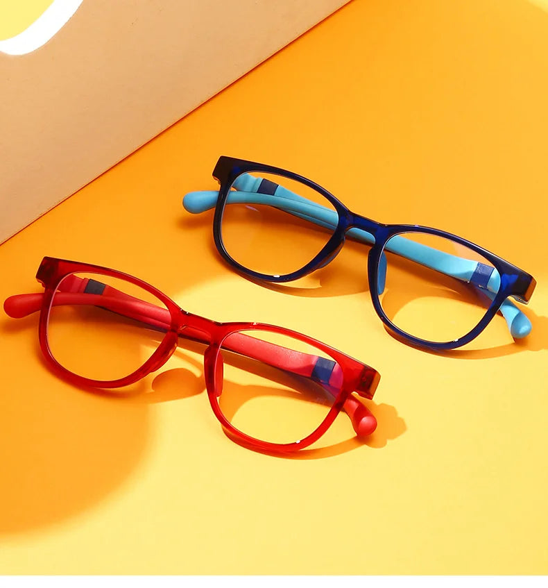 Ralferty Flexible Children's Anti-glare Blue Light Computer Glasses Kids Boy 0 Diopter Spectacles Myopia Optical Glasses Frame