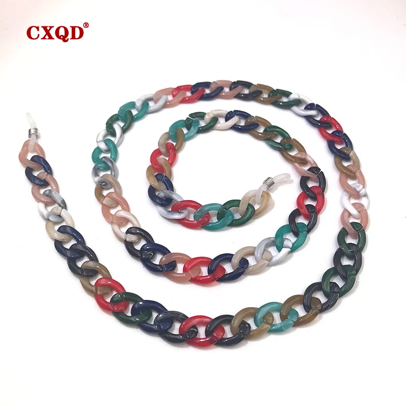 Fashion Women's Wide Acrylic Anti-Slip Eyewear Holder Neck Strap Glasses Chains Jewelry Necklace Accessory CXQD