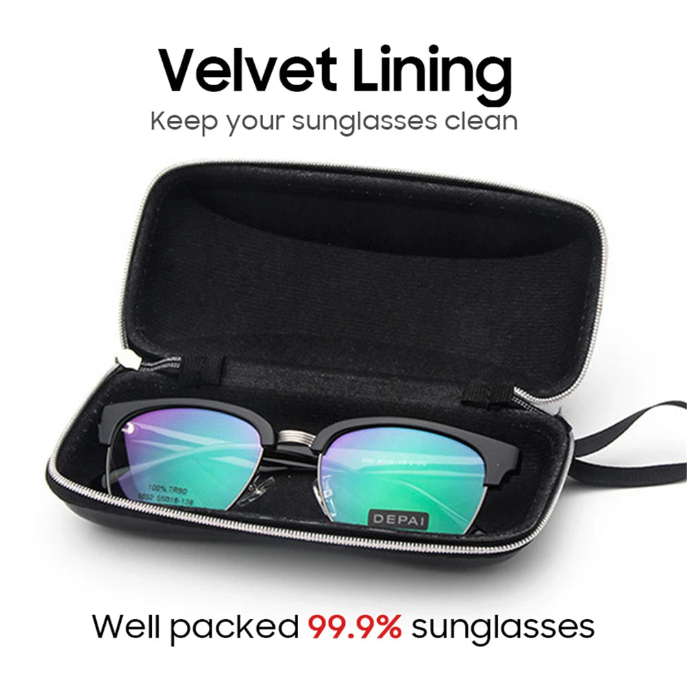 Leather Sunglasses Case Zipper Waterproof Sun Glasses Eyewear Storage Men Eyeglasses Genuine Spectacle Box