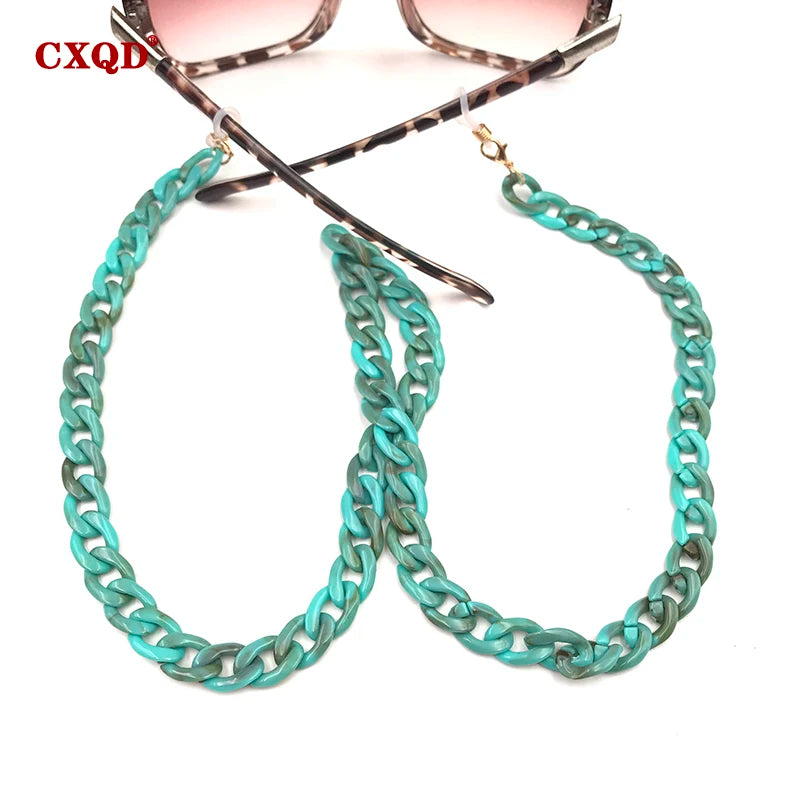 Fashion Women's Wide Acrylic Anti-Slip Eyewear Holder Neck Strap Glasses Chains Jewelry Necklace Accessory CXQD