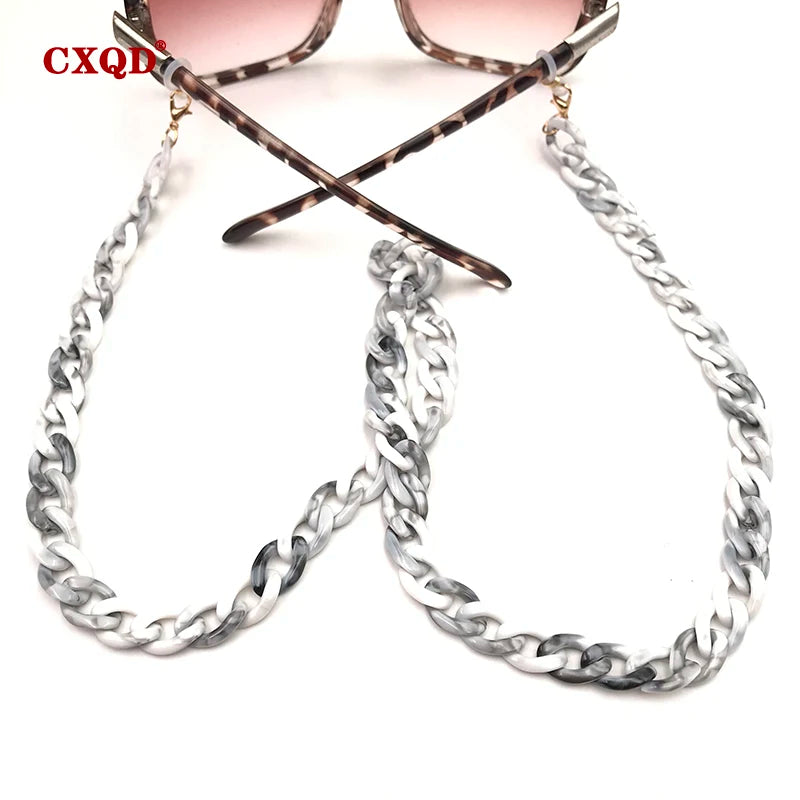 Fashion Women's Wide Acrylic Anti-Slip Eyewear Holder Neck Strap Glasses Chains Jewelry Necklace Accessory CXQD