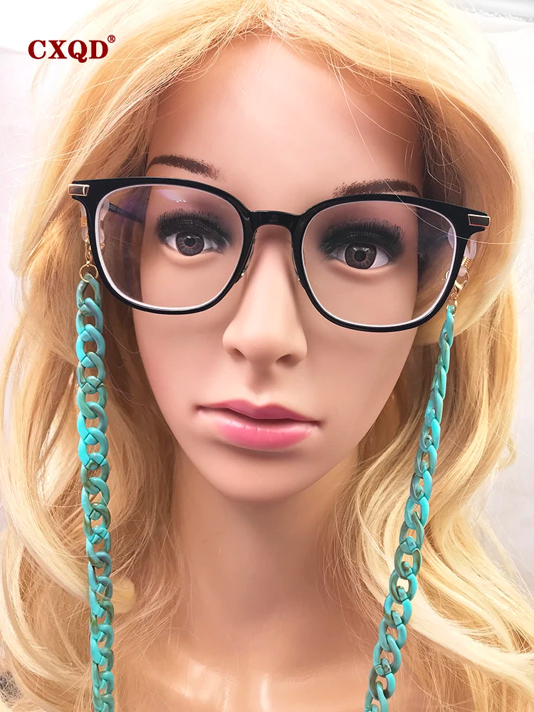 Fashion Women's Wide Acrylic Anti-Slip Eyewear Holder Neck Strap Glasses Chains Jewelry Necklace Accessory CXQD