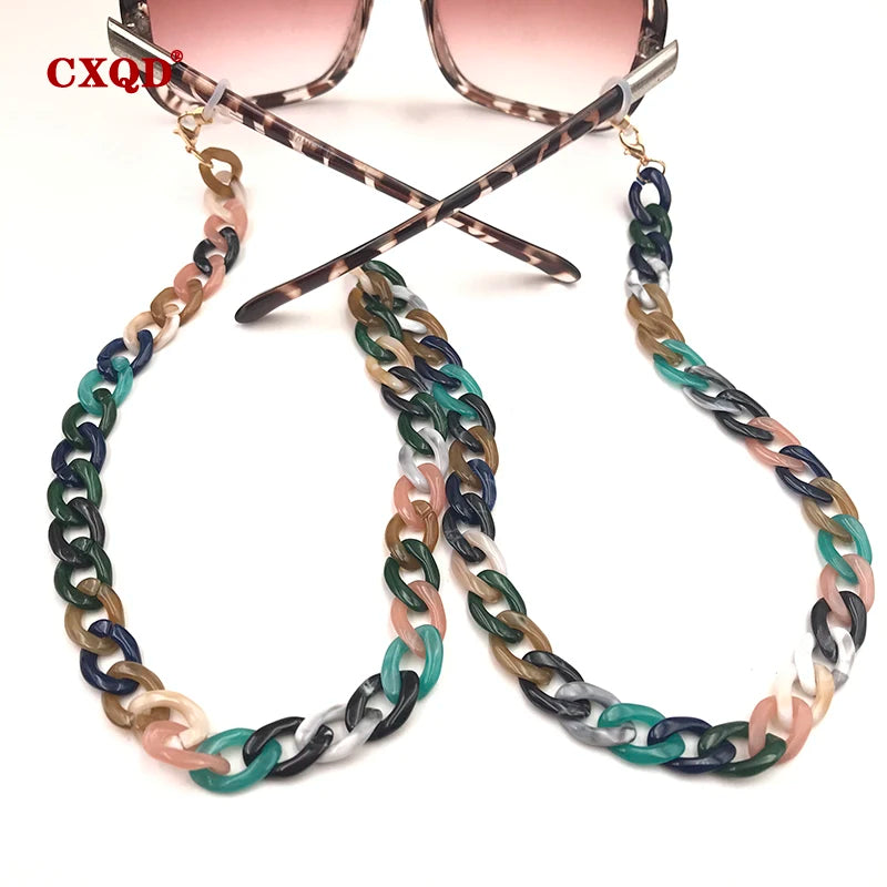 Fashion Women's Wide Acrylic Anti-Slip Eyewear Holder Neck Strap Glasses Chains Jewelry Necklace Accessory CXQD