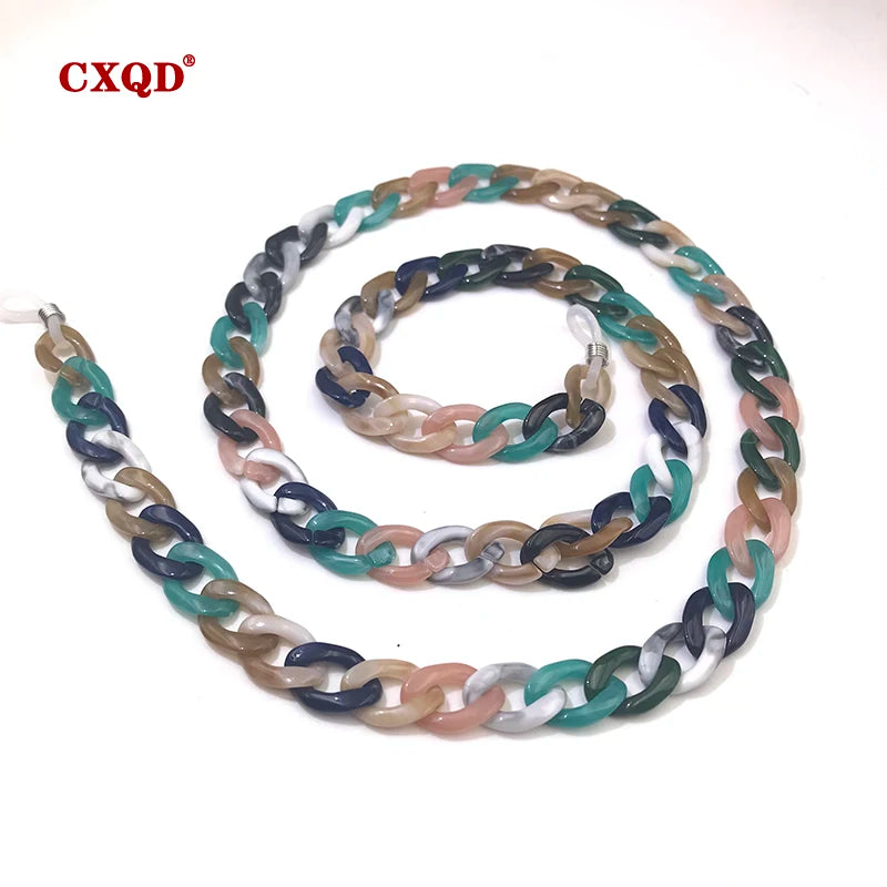 Fashion Women's Wide Acrylic Anti-Slip Eyewear Holder Neck Strap Glasses Chains Jewelry Necklace Accessory CXQD