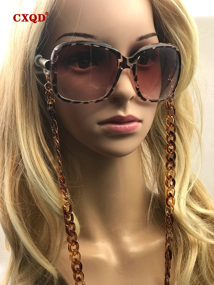 Fashion Women's Wide Acrylic Anti-Slip Eyewear Holder Neck Strap Glasses Chains Jewelry Necklace Accessory CXQD