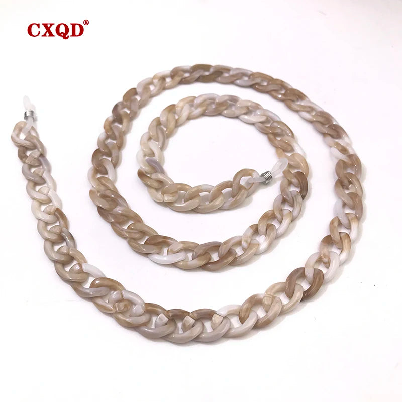 Fashion Women's Wide Acrylic Anti-Slip Eyewear Holder Neck Strap Glasses Chains Jewelry Necklace Accessory CXQD