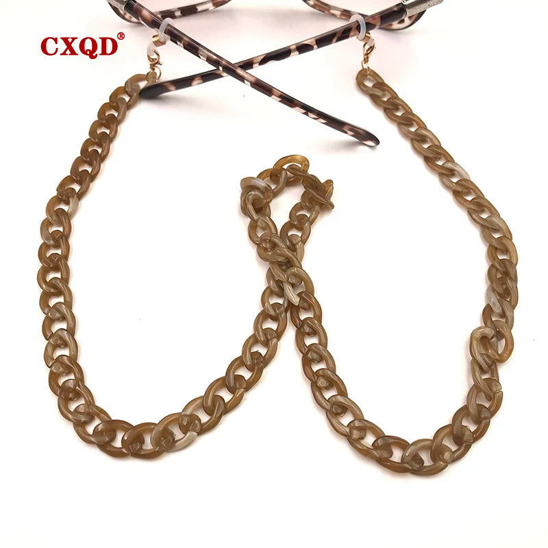 Fashion Women's Wide Acrylic Anti-Slip Eyewear Holder Neck Strap Glasses Chains Jewelry Necklace Accessory CXQD