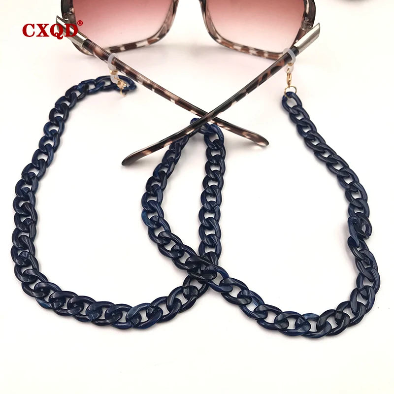 Fashion Women's Wide Acrylic Anti-Slip Eyewear Holder Neck Strap Glasses Chains Jewelry Necklace Accessory CXQD
