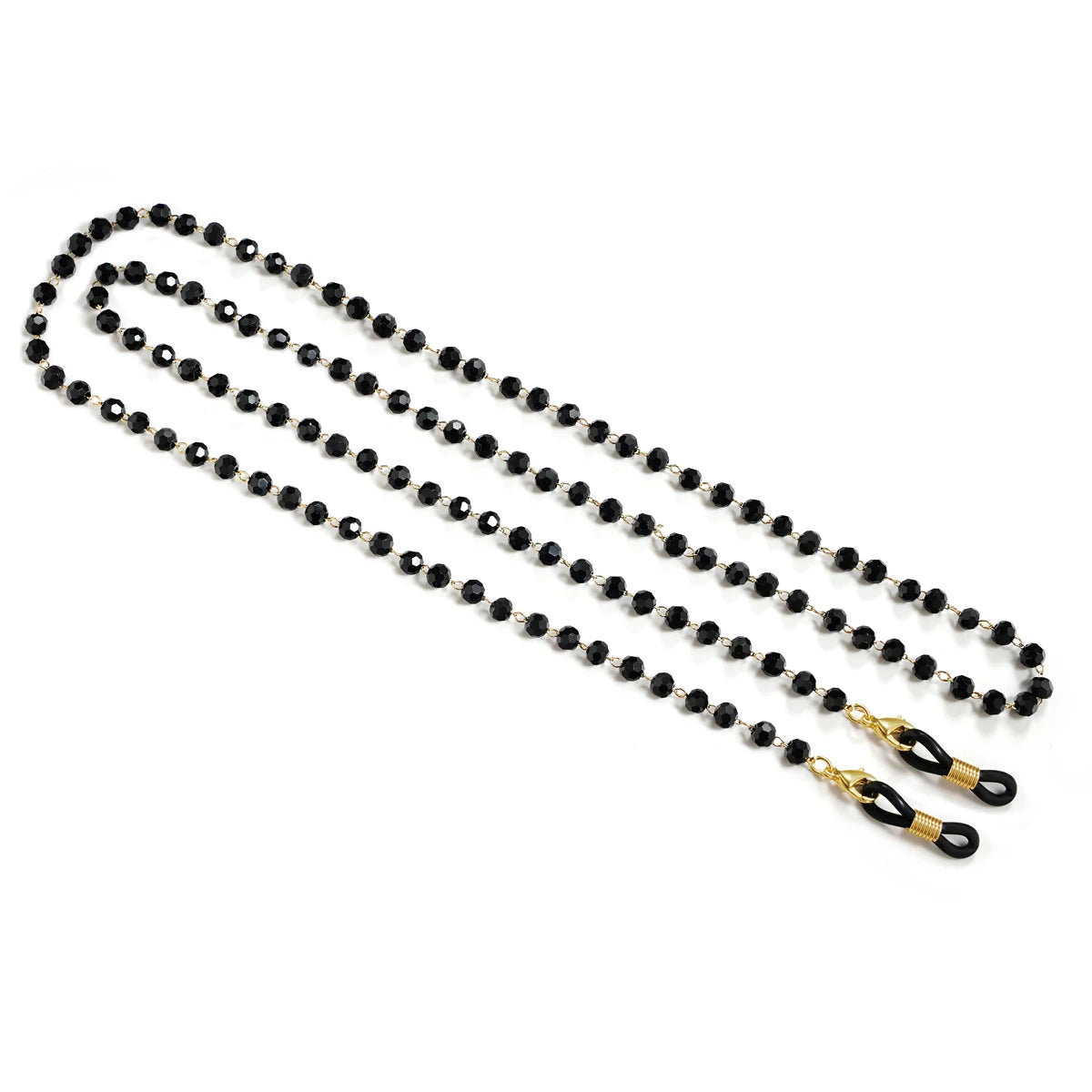 Classic Black Pearl Acrylic Beaded Glasses Chain with silicone anti-skid adjustable eyewear attachments for all glasses