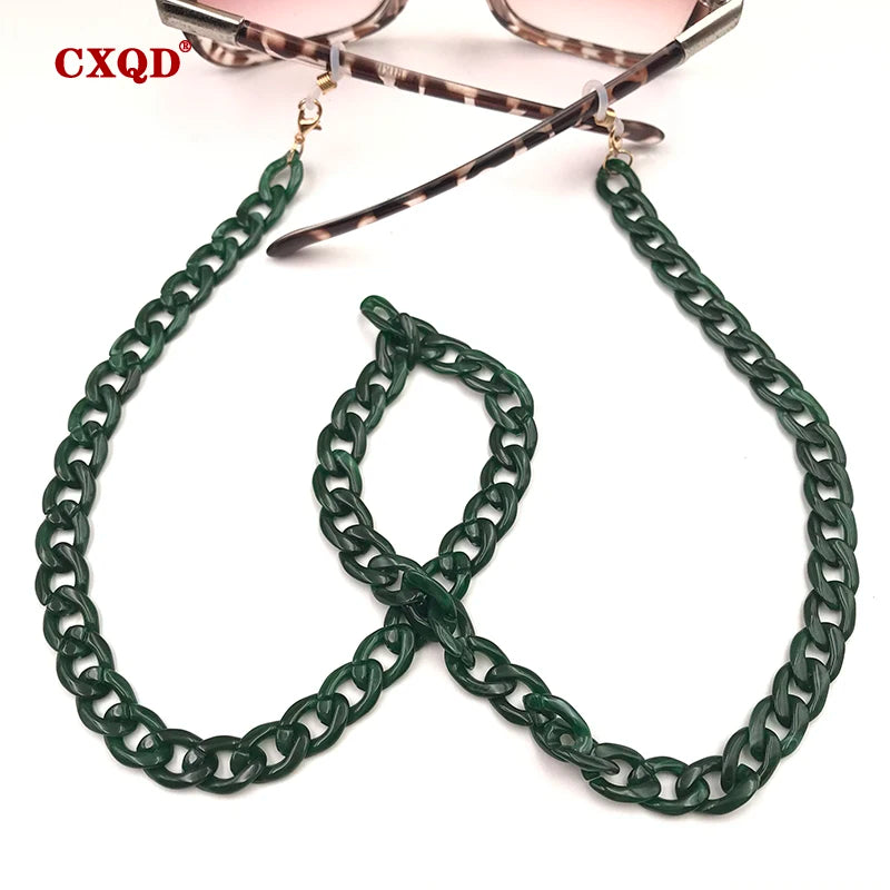 Fashion Women's Wide Acrylic Anti-Slip Eyewear Holder Neck Strap Glasses Chains Jewelry Necklace Accessory CXQD