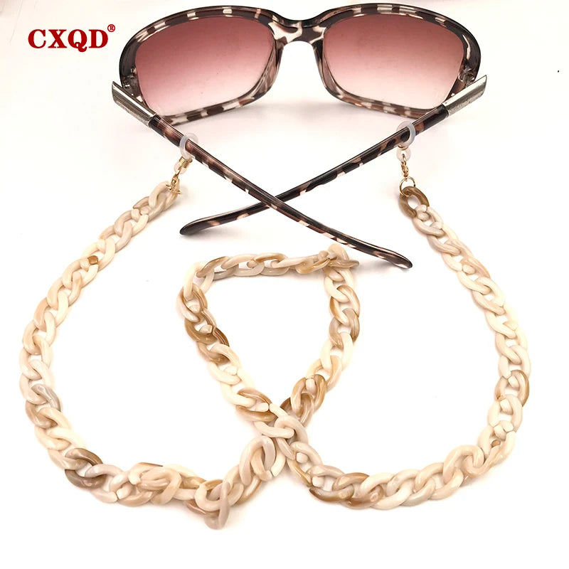 Fashion Women's Wide Acrylic Anti-Slip Eyewear Holder Neck Strap Glasses Chains Jewelry Necklace Accessory CXQD