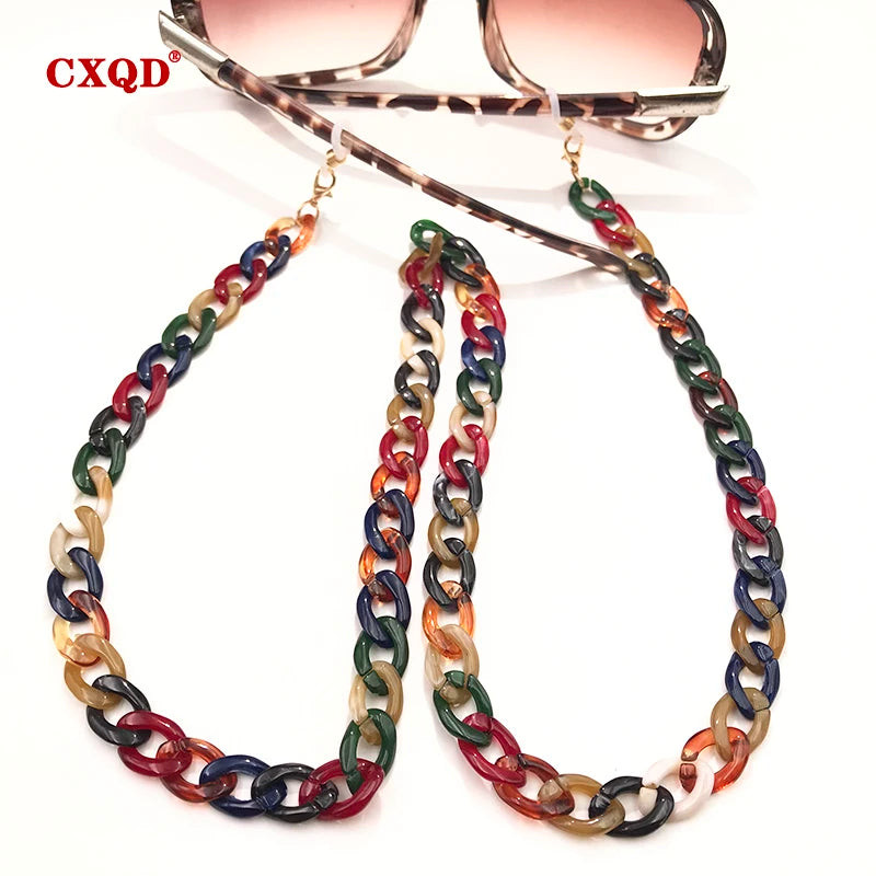 Fashion Women's Wide Acrylic Anti-Slip Eyewear Holder Neck Strap Glasses Chains Jewelry Necklace Accessory CXQD