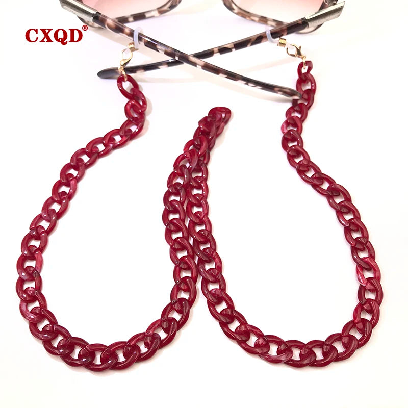 Fashion Women's Wide Acrylic Anti-Slip Eyewear Holder Neck Strap Glasses Chains Jewelry Necklace Accessory CXQD