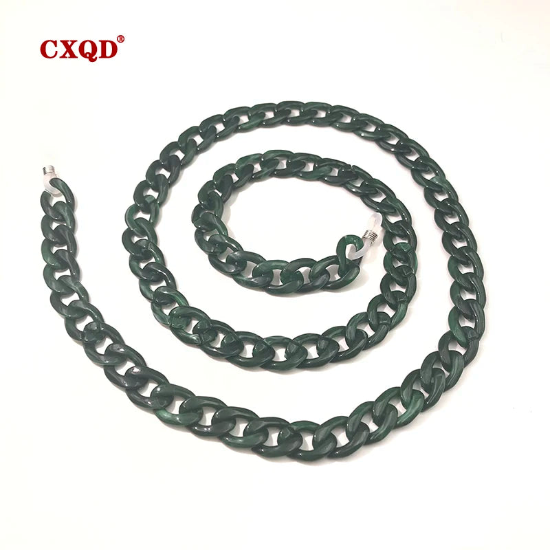 Fashion Women's Wide Acrylic Anti-Slip Eyewear Holder Neck Strap Glasses Chains Jewelry Necklace Accessory CXQD