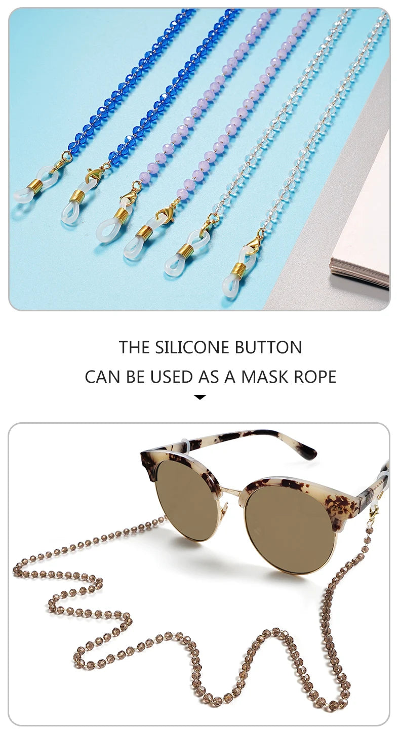 Classic Black Pearl Acrylic Beaded Glasses Chain with silicone anti-skid adjustable eyewear attachments for all glasses