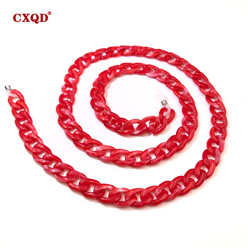 Fashion Women's Wide Acrylic Anti-Slip Eyewear Holder Neck Strap Glasses Chains Jewelry Necklace Accessory CXQD