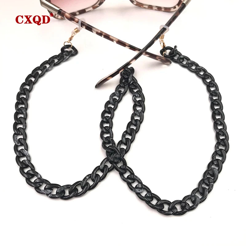 Fashion Women's Wide Acrylic Anti-Slip Eyewear Holder Neck Strap Glasses Chains Jewelry Necklace Accessory CXQD