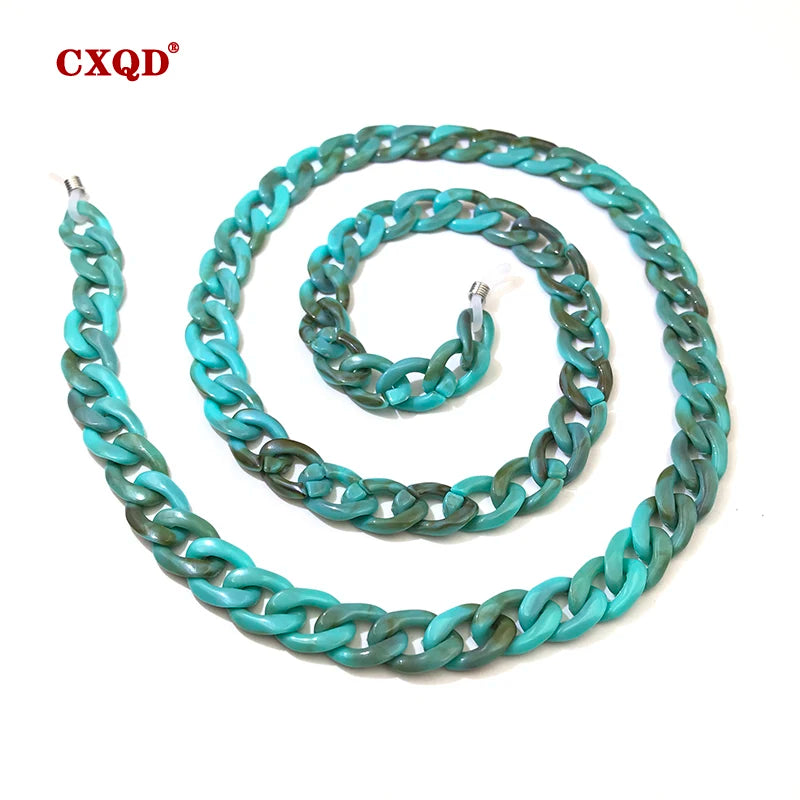 Fashion Women's Wide Acrylic Anti-Slip Eyewear Holder Neck Strap Glasses Chains Jewelry Necklace Accessory CXQD