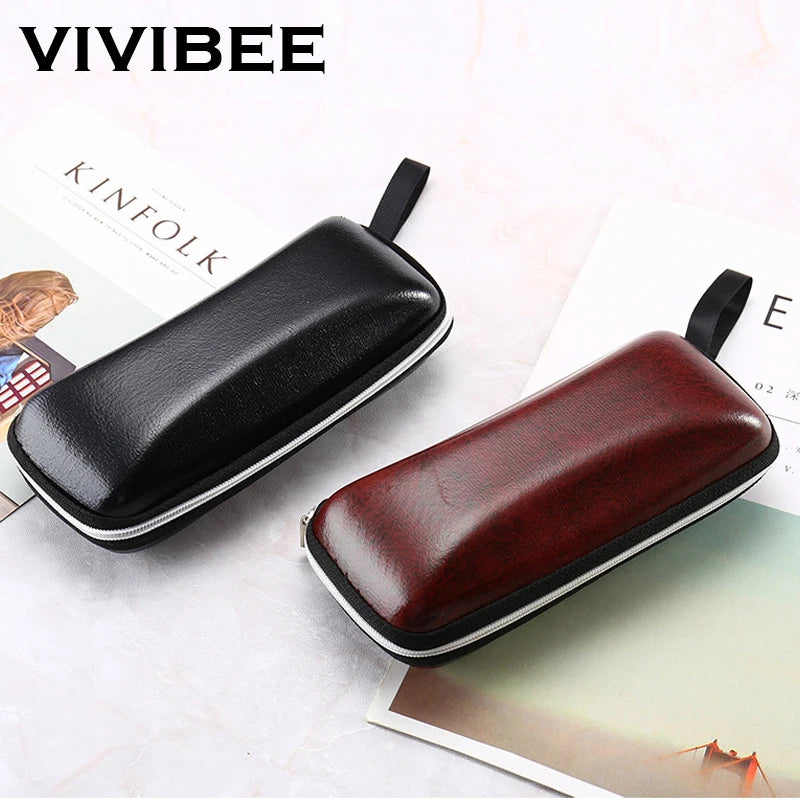 Leather Sunglasses Case Zipper Waterproof Sun Glasses Eyewear Storage Men Eyeglasses Genuine Spectacle Box