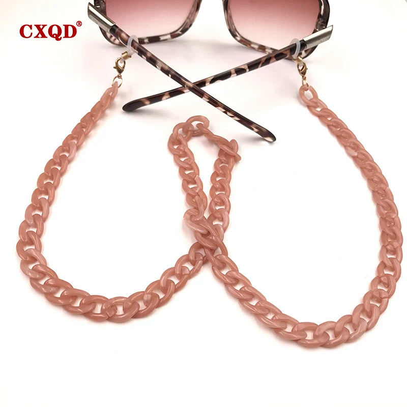 Fashion Women's Wide Acrylic Anti-Slip Eyewear Holder Neck Strap Glasses Chains Jewelry Necklace Accessory CXQD
