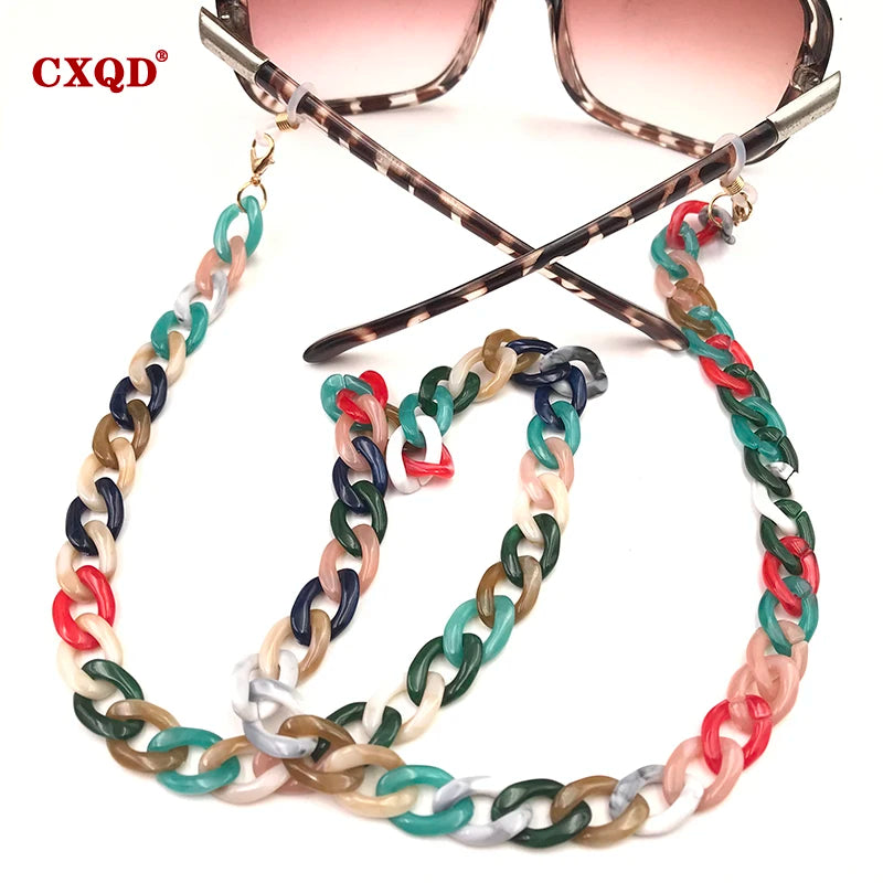 Fashion Women's Wide Acrylic Anti-Slip Eyewear Holder Neck Strap Glasses Chains Jewelry Necklace Accessory CXQD