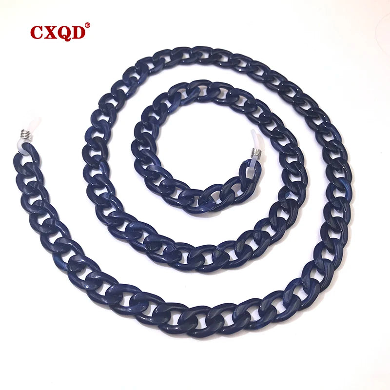 Fashion Women's Wide Acrylic Anti-Slip Eyewear Holder Neck Strap Glasses Chains Jewelry Necklace Accessory CXQD