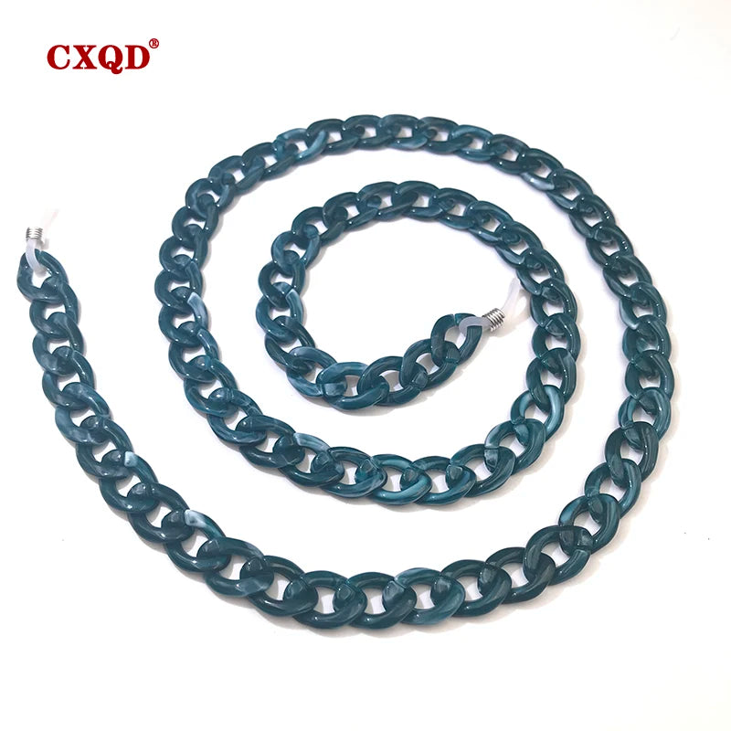 Fashion Women's Wide Acrylic Anti-Slip Eyewear Holder Neck Strap Glasses Chains Jewelry Necklace Accessory CXQD