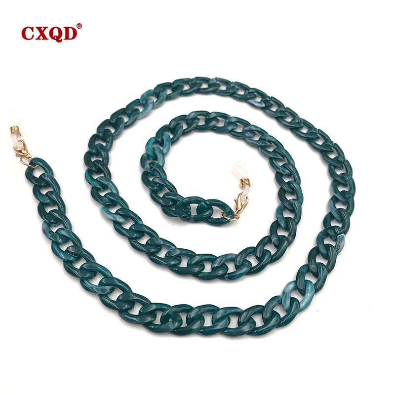 Fashion Women's Wide Acrylic Anti-Slip Eyewear Holder Neck Strap Glasses Chains Jewelry Necklace Accessory CXQD
