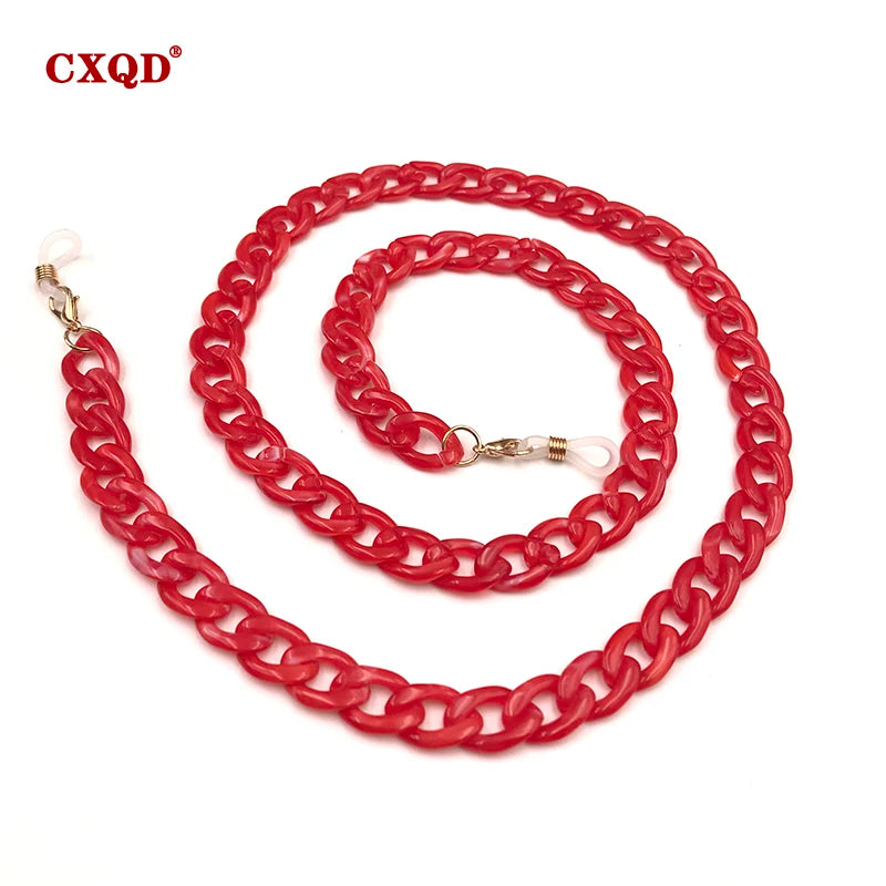 Fashion Women's Wide Acrylic Anti-Slip Eyewear Holder Neck Strap Glasses Chains Jewelry Necklace Accessory CXQD