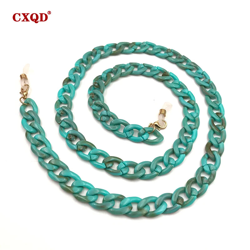Fashion Women's Wide Acrylic Anti-Slip Eyewear Holder Neck Strap Glasses Chains Jewelry Necklace Accessory CXQD