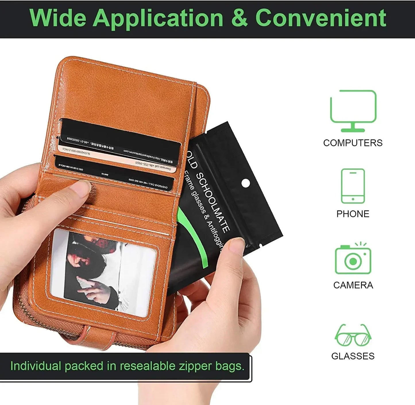 Reusable Anti-Fog Glasses Wipes Suede Pre-moistened Antifog Lens Cloth Defogger Eyeglass Wipe Glasses Prevent Fogging