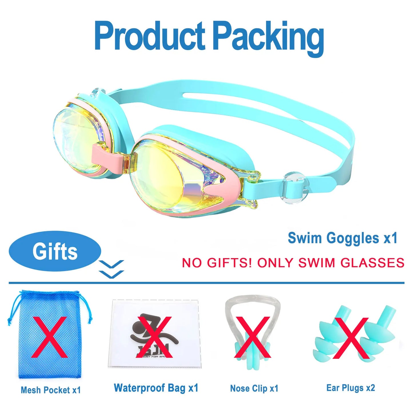 Kids Swimming Goggles - Anti-Fog UV Protection Waterproof Silicone Swim Glasses for Boys Girls Swim Eyewear Gift