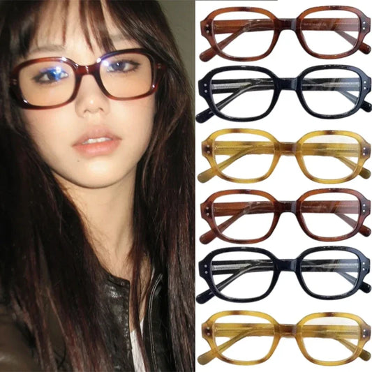 Y2K Vintage Square Frame Eyeglass for Women Korean Red Black Computer Reading Glasses Clear Blue Light Blocking Glasses Eyewears