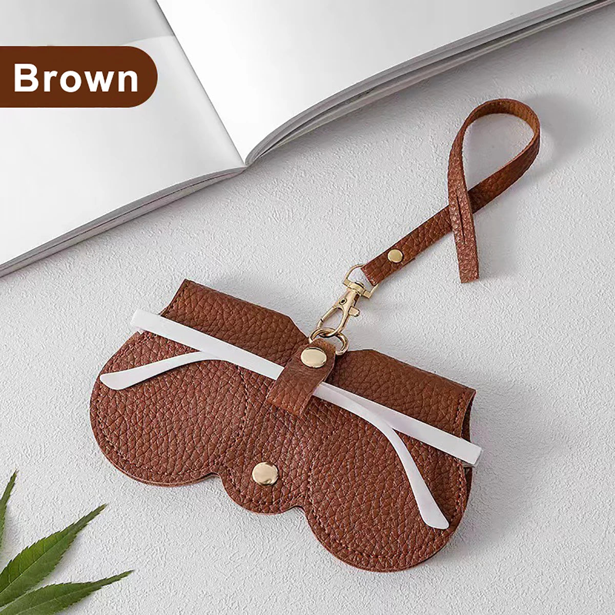 Glasses Cover - Cute Hanging PU Leather Sunglasses Reading Glasses Storage Bag Portable Travel Eyewear Holder